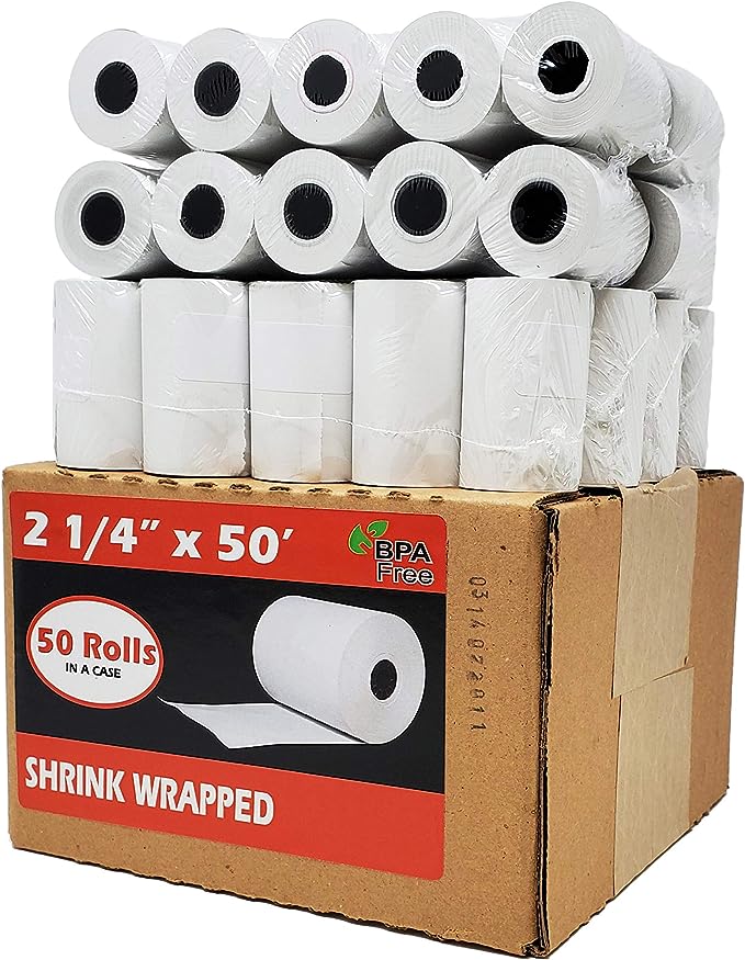 Universal One Single-Ply Thermal Paper Rolls, 2-1/4 x 55', White, 50 per  Box 