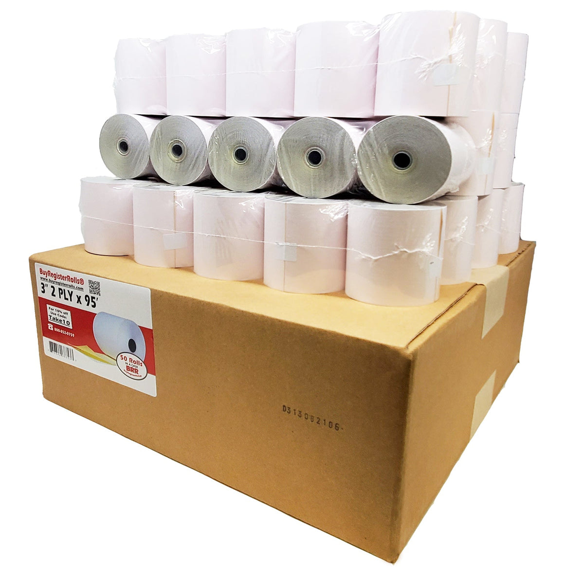 Two Ply Carbonless Rolls, 3 X 95 Feet, White/Canary, 500 Rolls Per Carton Carbonless Kitchen