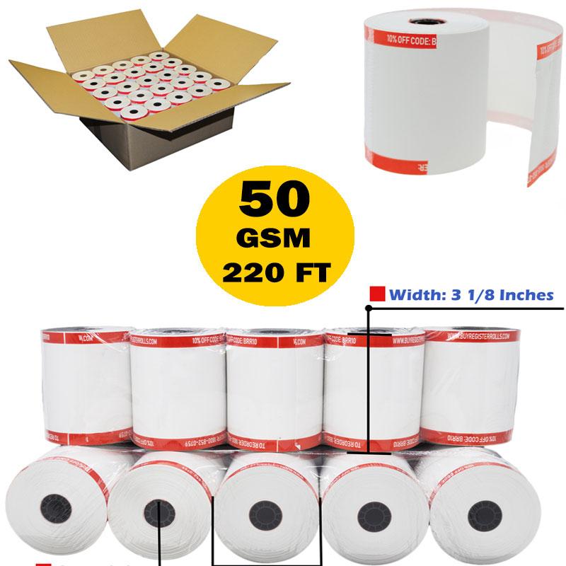 3 1/8 x 230' Yellow Thermal Paper (50 rolls/case) - BPA Free | POSPaper