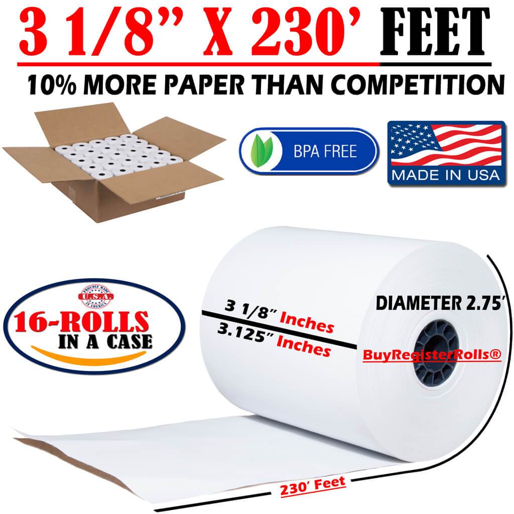 20 Rolls Thermal POS Receipt Paper - 3-1/8" X 230' BPA Free Printer Rolls
