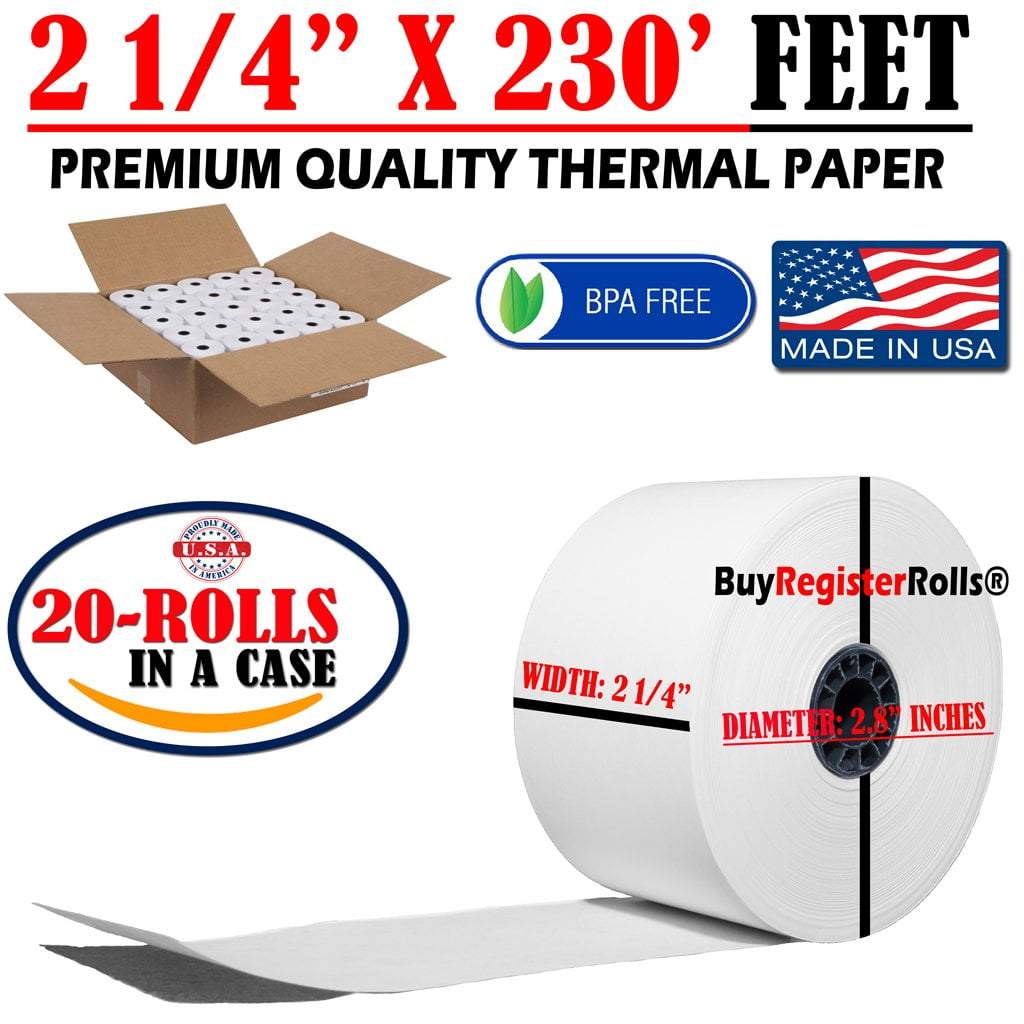 2 1/4 x 230 thermal paper Cash Register Rolls 20 rolls BuyRegisterRolls®