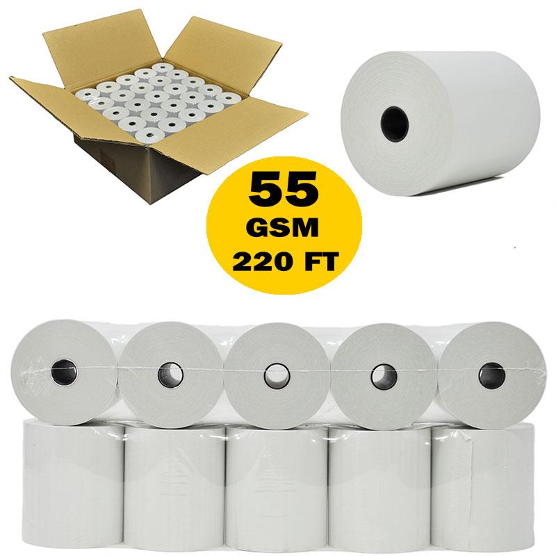 55 GSM [ Shrink Wrapped ] 3-1/8 x 220' Thermal Receipt Paper