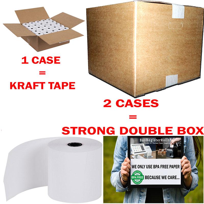  (55 GSM Paper Thickness Coreless) 3-1/8 x 230' (50 Rolls - 1  Case) Bpa Free Thermal Receipt Printer Paper, No Branding, Blank Tabs