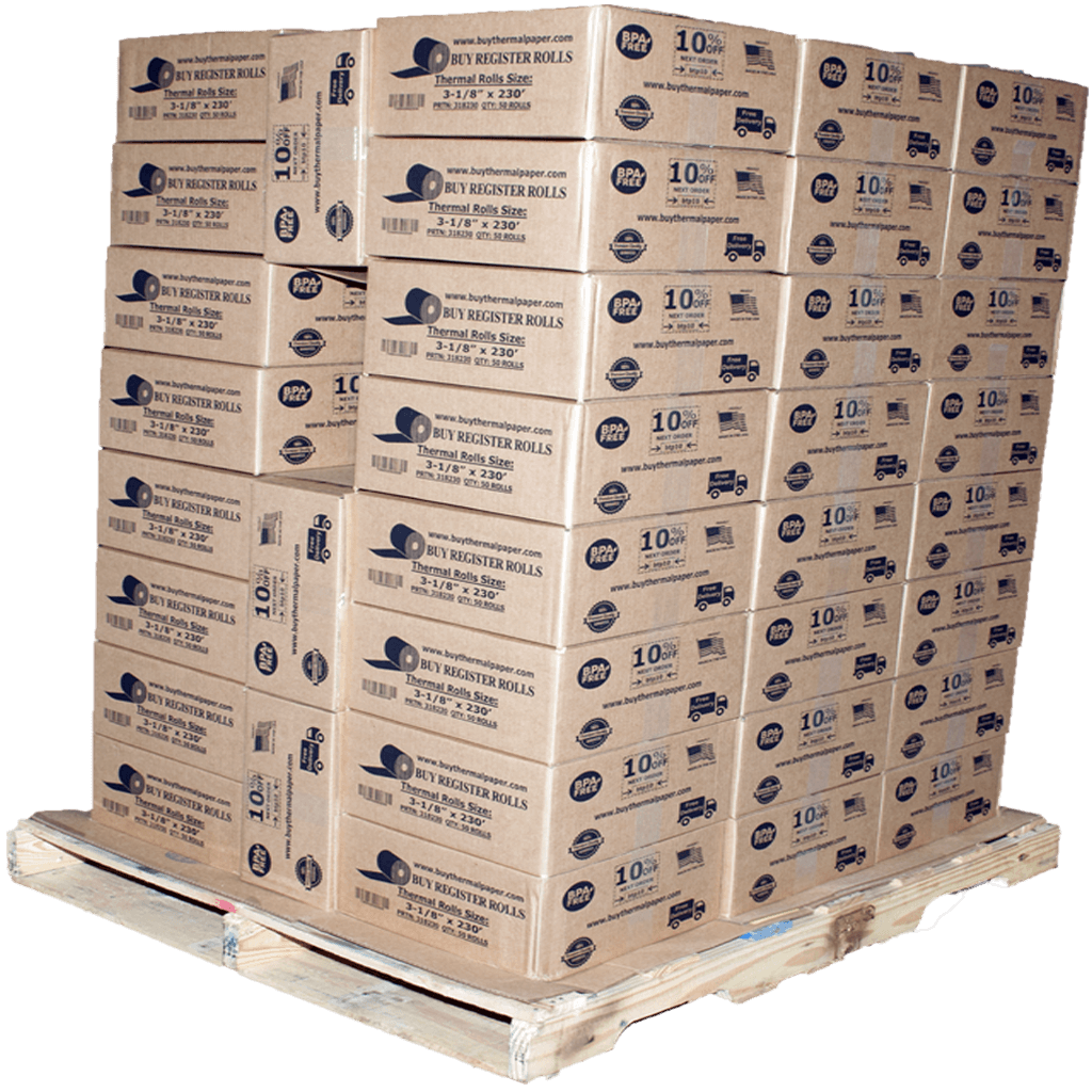 BuyRegisterRolls® 3-1/8" X 230' Thermal Receipt Paper – 50 Rolls, 50 GSM, POS-X Compatible