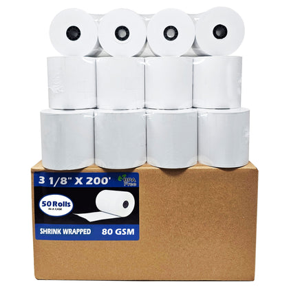 80 GSM Extra Large (50 Rolls) 3 1/8 x 230 Thermal Paper Receipt Rolls (Heavy Thermal Lenght 200ft) fits all Clover POS Cash Register Printers Thermal Paper from BuyRegisterRolls
