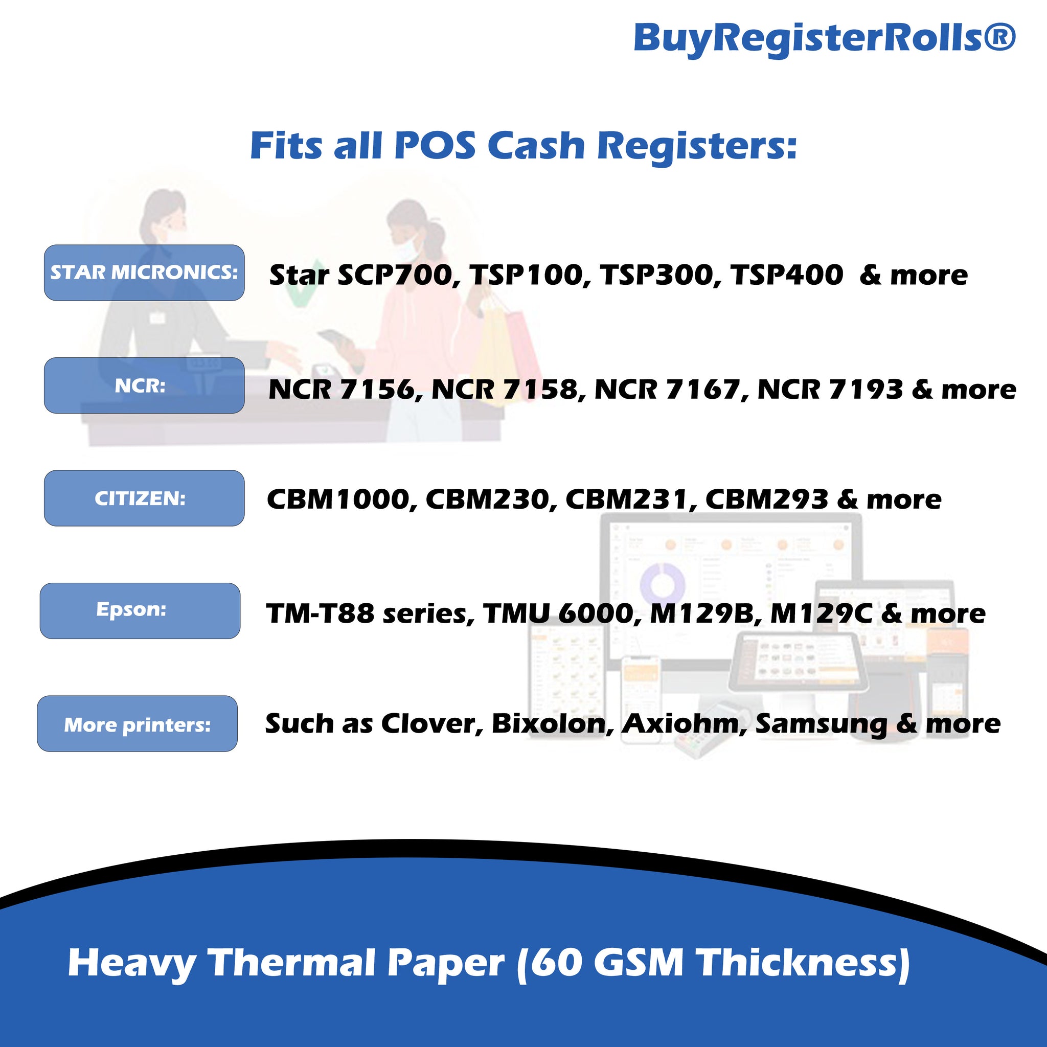 60 GSM Heavy Thermal Paper 3 1/8 x 230' thermal receipt paper (50 roll ...