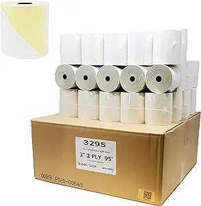Pm Company Perfection Two Ply Carbonless Rolls 3 X 95 Feet White Canary 50 Rolls Per Carton 07901 Pack Of 4