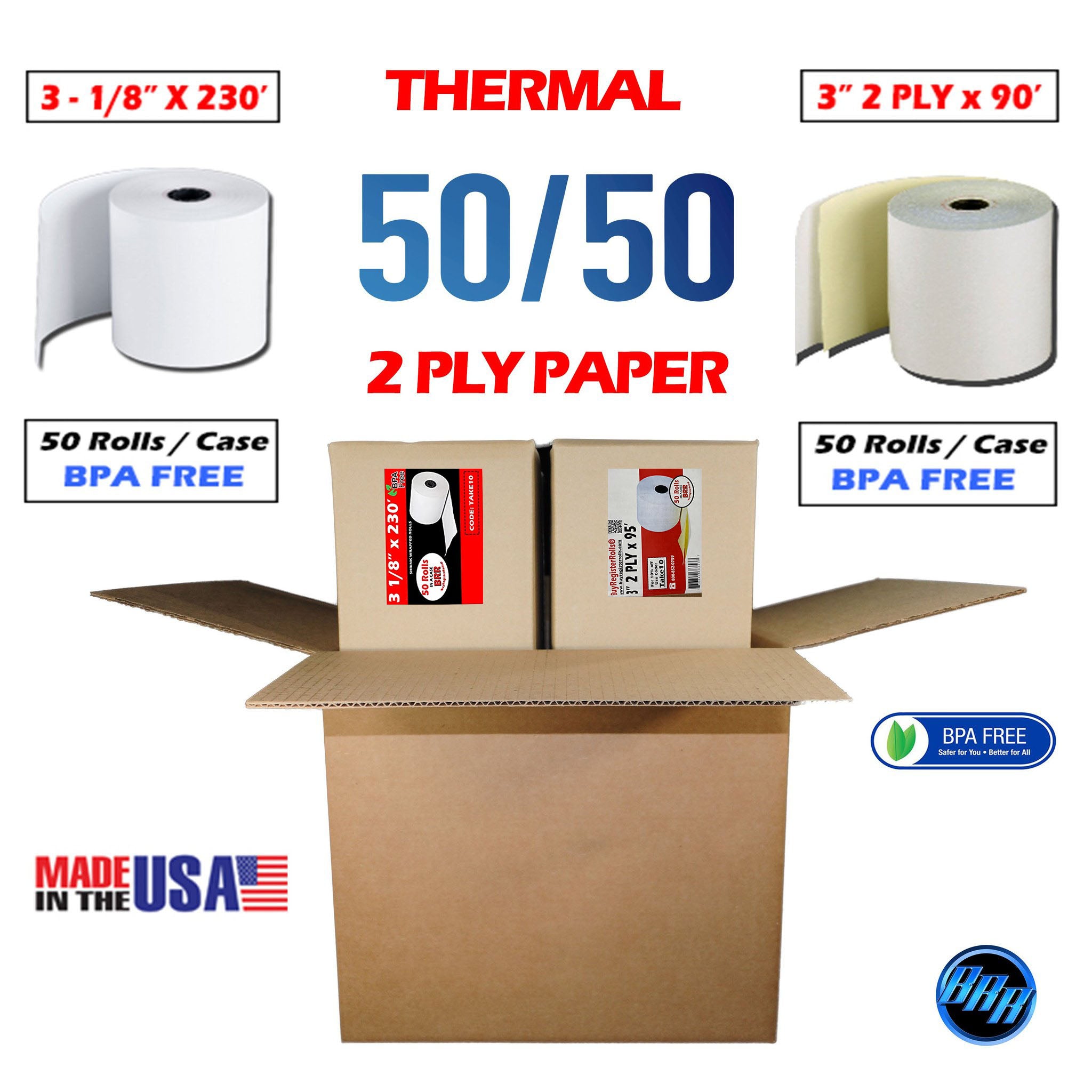 thermal paper rolls 2 1/4 x 55 (58mm) - Phenol Free at Lowest Price!