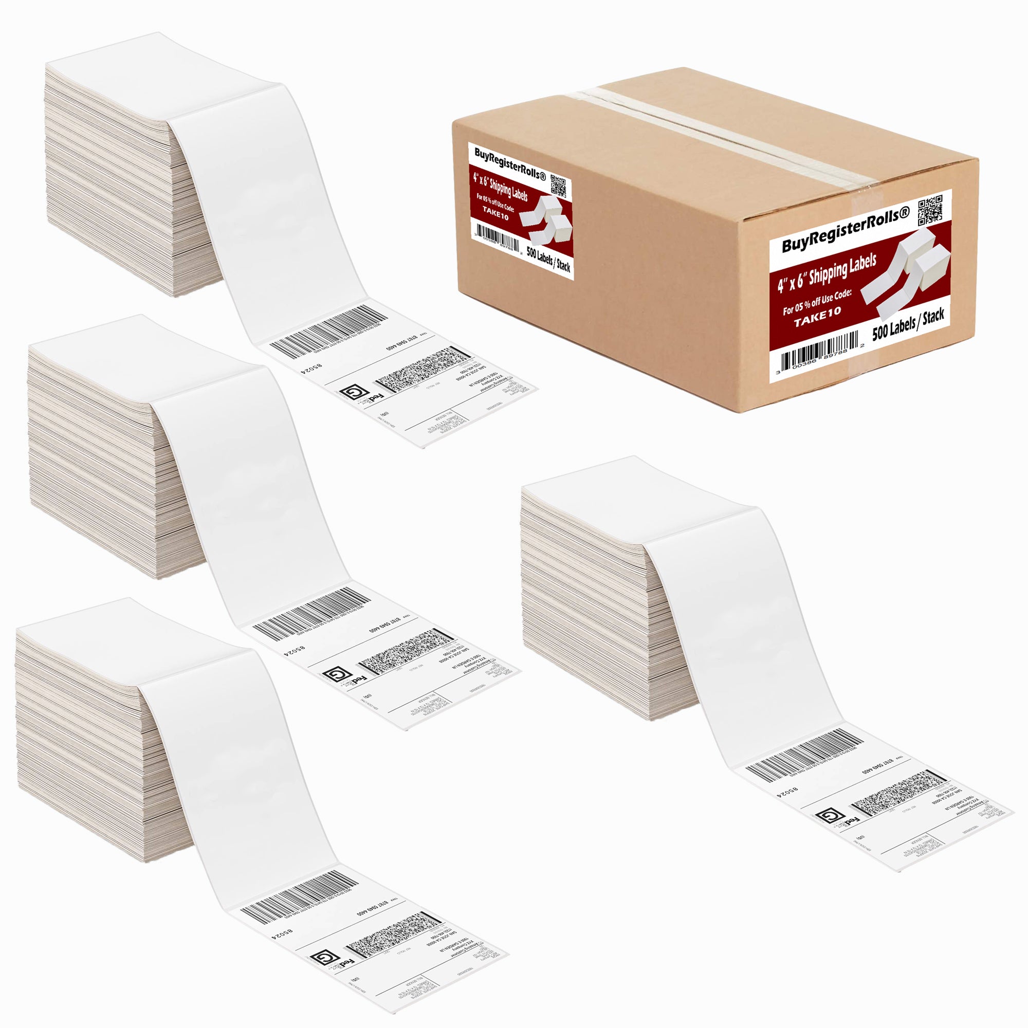 4 Rolls - 4x6 Direct Thermal Shipping Label Bulk Pack 250-Roll