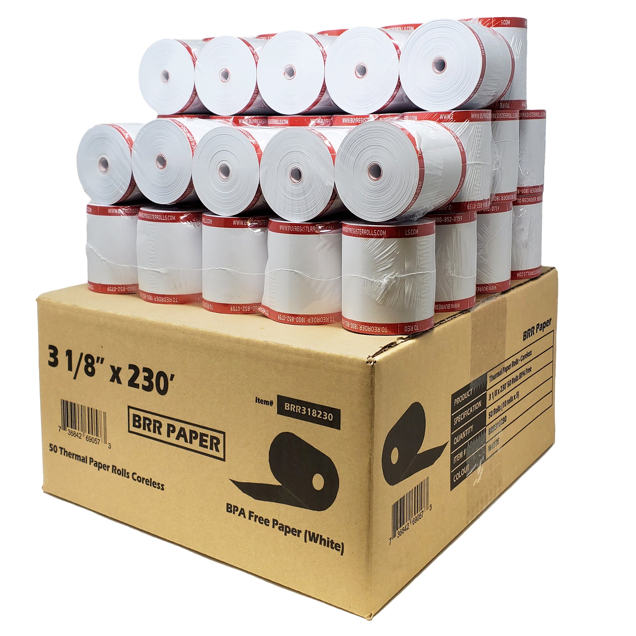 3-1/8″ x 200′ Thermal Paper Rolls, POS Receipt Paper, 5 Roll Pack 3-1/8″ x 200′ Thermal Paper Rolls, POS Receipt Paper, 5 Roll Pack