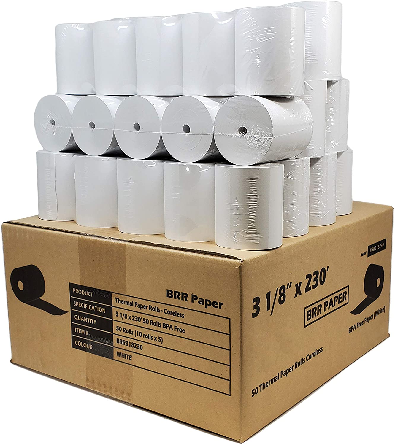 3 1/8 x 220' Thermal Receipt Paper Rolls