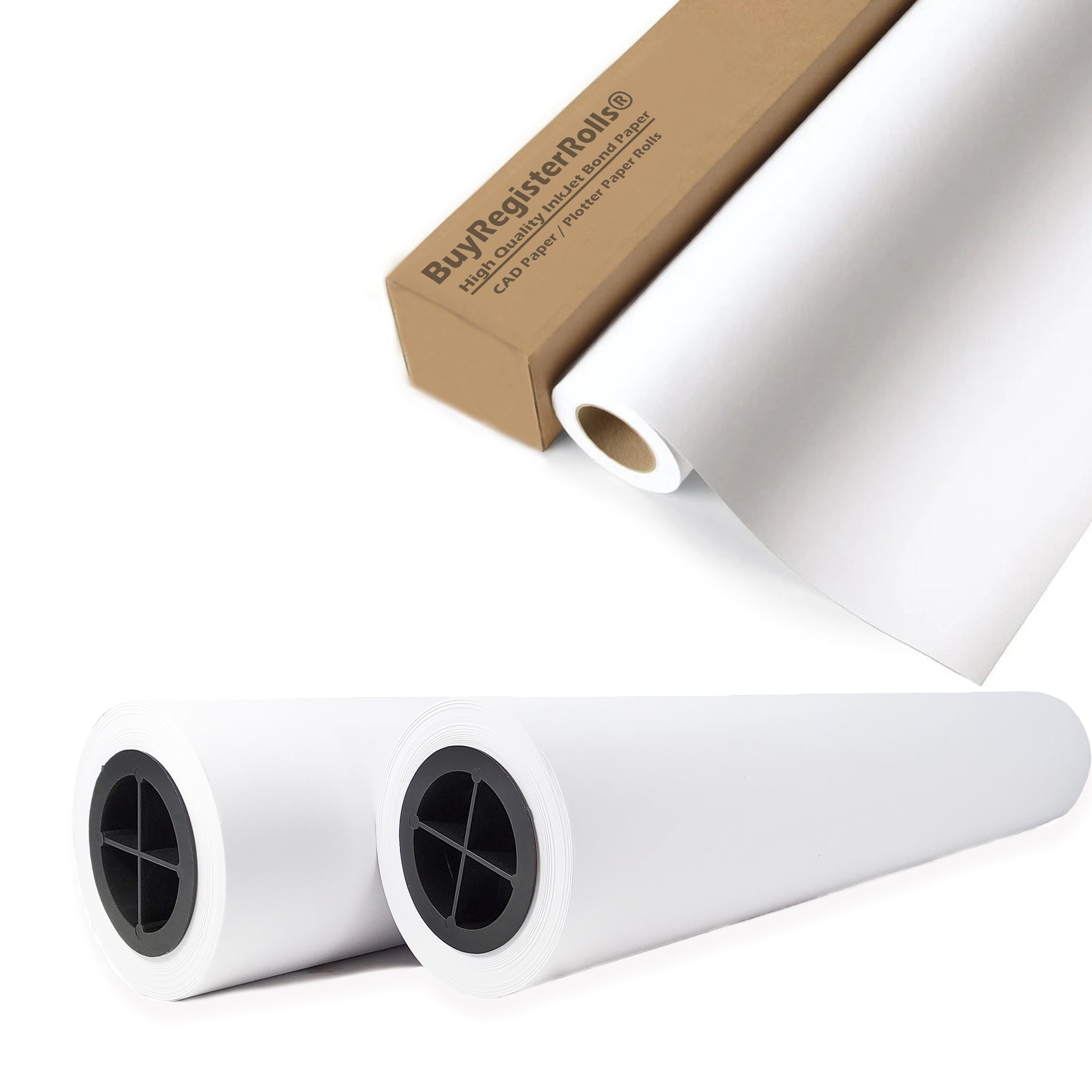 (4 ROLLS) (36” x 150', 20lb) plotter paper 36 x 150 CAD Paper Rolls | Top-Quality Ink Jet Bond Paper Rolls | Ultra-White, Wood-Free 80GSM Plotter Paper For Engineers, Architects, Copy Service Shops