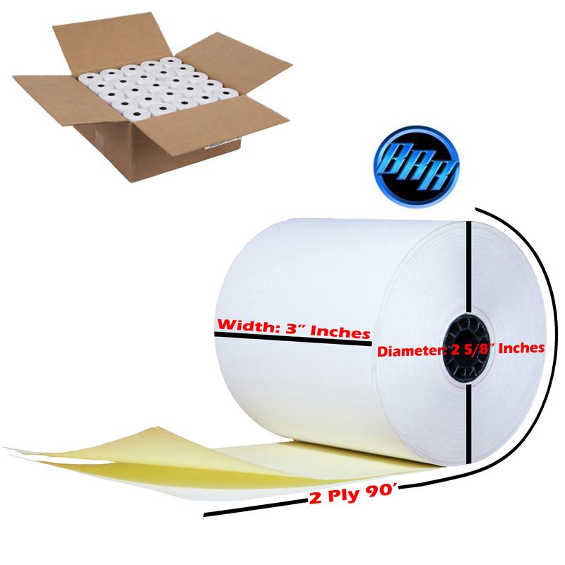 2 PLY 3 X 90' 2-PLY WHITE/CANARY KITCHEN PRINTER RECEIPT CARBONLESS 50 2 PLY 3 X 90' 2-PLY WHITE/CANARY KITCHEN PRINTER RECEIPT CARBONLESS 50