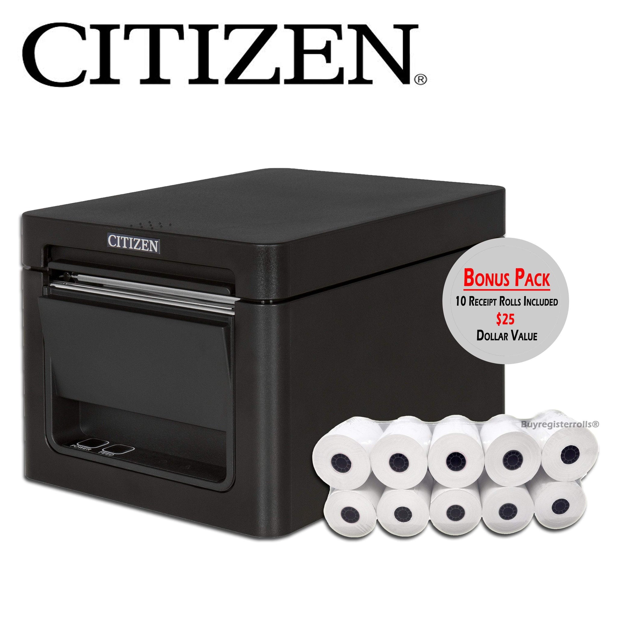Citizen Thermal Receipt Printer BLACK USB Serial with Auto-cutter –  BuyRegisterRolls®