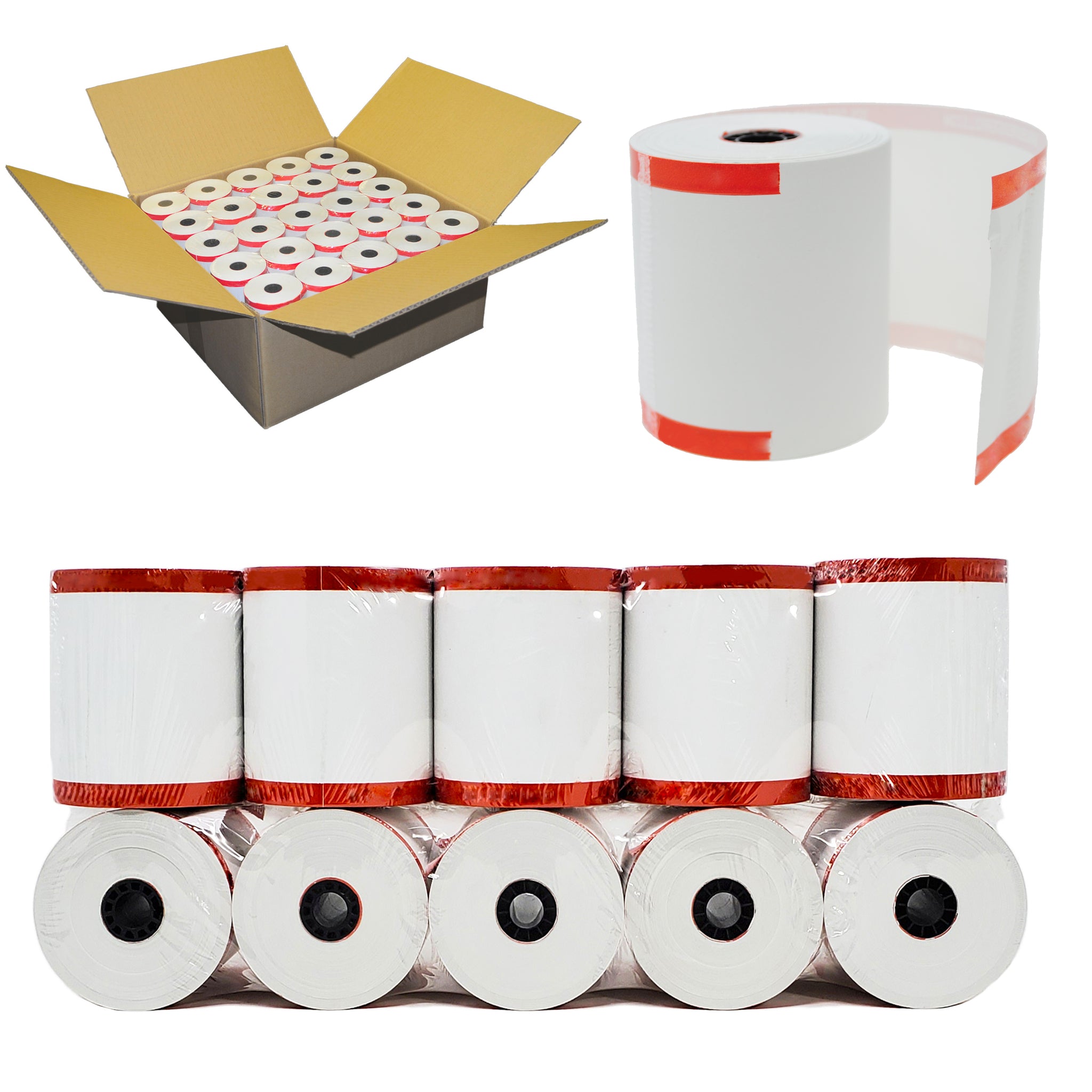 BuyRegisterRolls - (Honey Comb Core) Two Ply Carbonless Rolls 3 X 90 Feet,  White/Yellow (50 Rolls - 1 Case) Kitchen Printer Paper Rolls Required